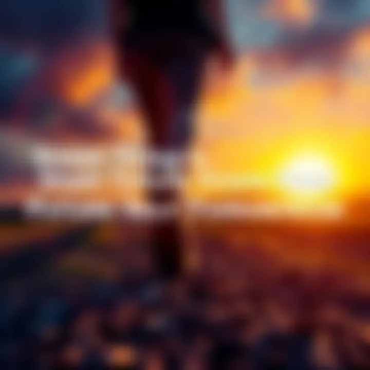 Individual stepping forward on a path, symbolizing personal growth and future success