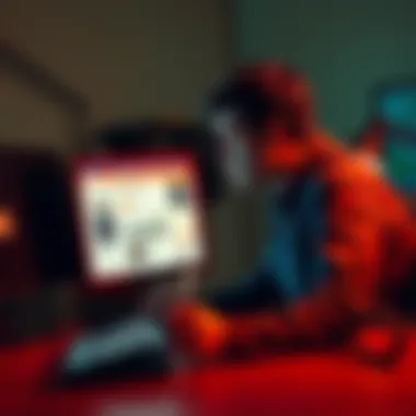Person looking at a suspicious job ad on a computer Individual examines a fake job advertisement related to cryptocurrency scams while sitting at a desk