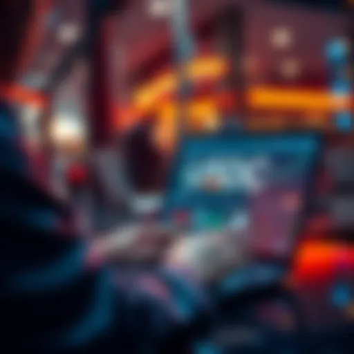 A person using a laptop to trade USDC on a peer-to-peer platform with a secure digital interface