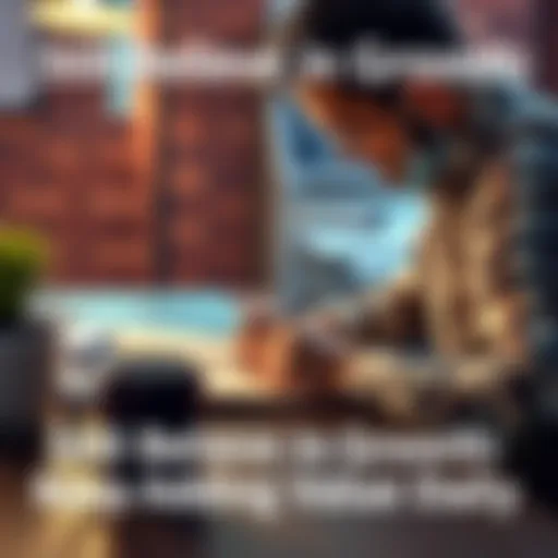 A person sitting at a desk, writing in a journal with a coffee mug nearby, symbolizing daily growth and value addition