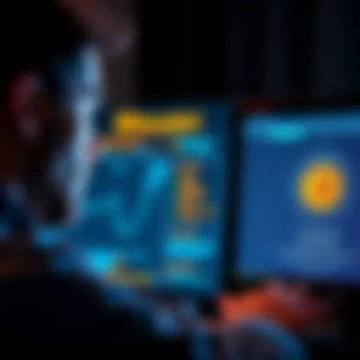 Person accessing a digital wallet A person looking at a computer screen with cryptocurrency wallet information, appearing thoughtful about their old Bitcoin assets