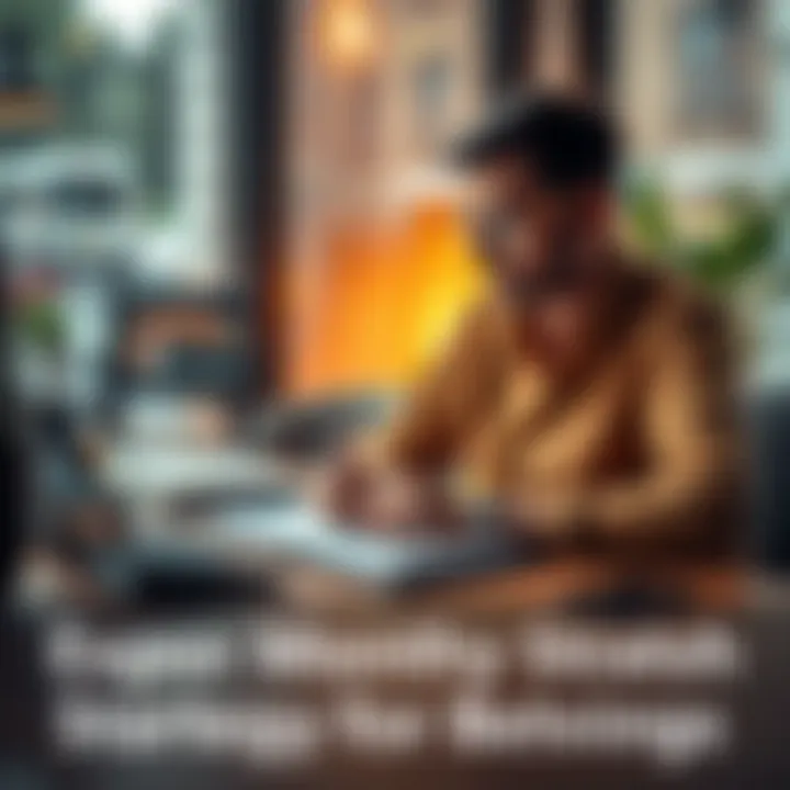 A person sitting at a table, calculating monthly rent expenses with a calculator and a notebook, focusing on savings strategies.