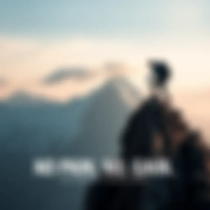 A determined individual climbing a steep mountain, symbolizing personal growth through overcoming challenges