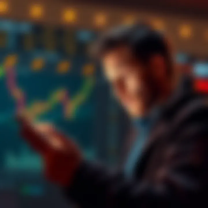 A thoughtful individual looks at a Bitcoin chart on a tablet, weighing the risks and potential rewards of investment.