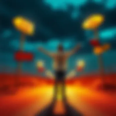 Person embracing change A person standing at a crossroads, with signs pointing in different directions, symbolizing the transition to new beginnings