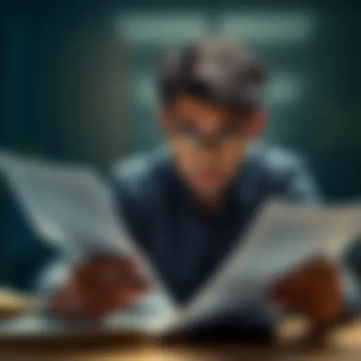 Individual looking worried while reviewing financial documents and a calculator, symbolizing anxiety over reaching an 80K goal