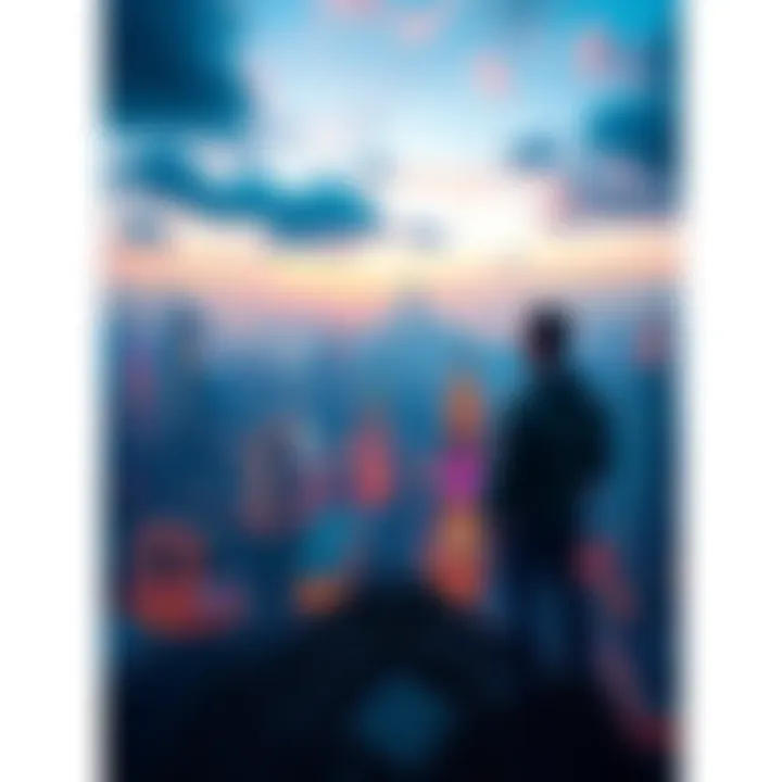 A person standing on a high viewpoint overlooking a city, symbolizing gaining a broader perspective on decisions.