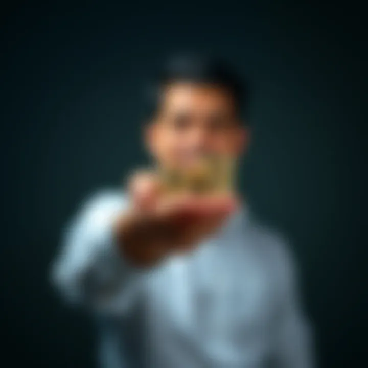 Person holding coins A person confidently holding a small stack of coins, symbolizing their investment journey and future goals.