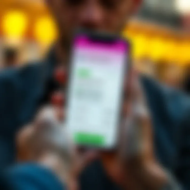 A person showing a smartphone screen with a banking application, highlighting a recent transaction history with a refund message, symbolizing the recovery of funds from fraud.