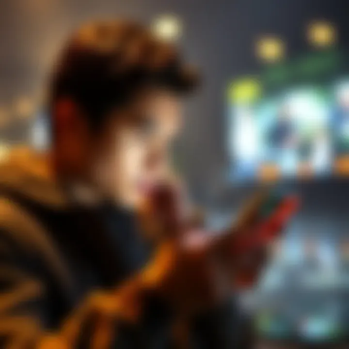 A person scrolling through a live feed on a smartphone with a thoughtful expression