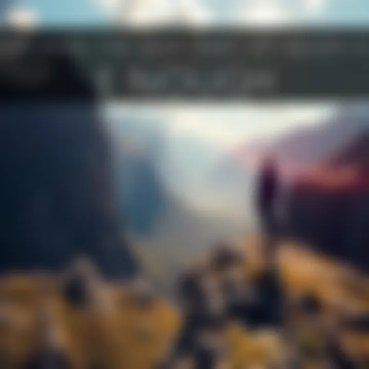 A person standing on a cliff, gazing at distant mountains, representing the quest for contentment and satisfaction.