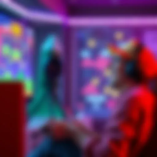 Individual enjoying a video game, smiling as they play Super F Mario, with colorful graphics visible on the screen