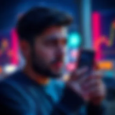 Person quitting crypto A person looks thoughtful while holding a smartphone displaying cryptocurrency charts, symbolizing their decision to leave the crypto world behind.