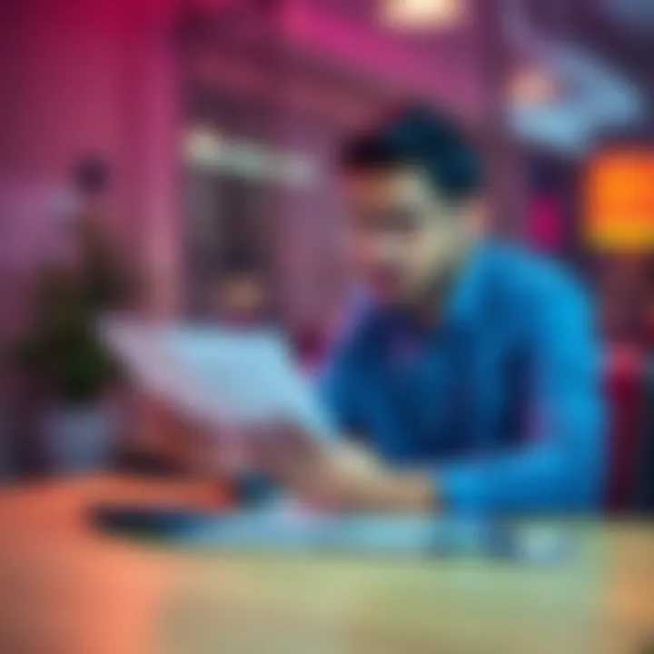 Person reviewing loan documents A person sitting at a table, looking worried while reviewing personal loan documents with a calculator and a notepad.
