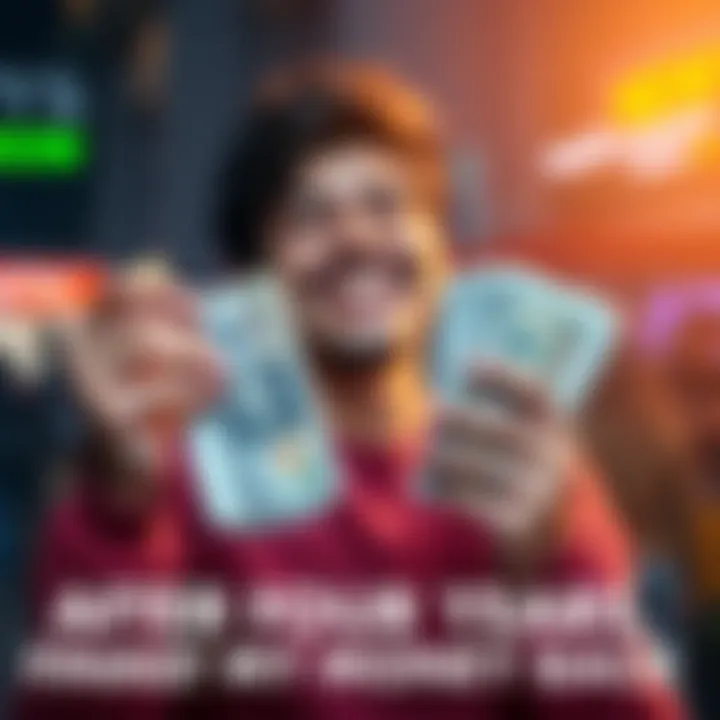 A relieved individual holding cash with a big smile, celebrating the return of their money after a long wait.