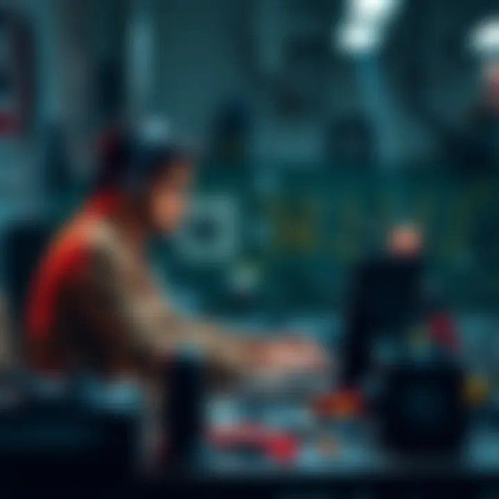 A person sitting at a desk with tools and a laptop, focused on learning about ASIC repair courses