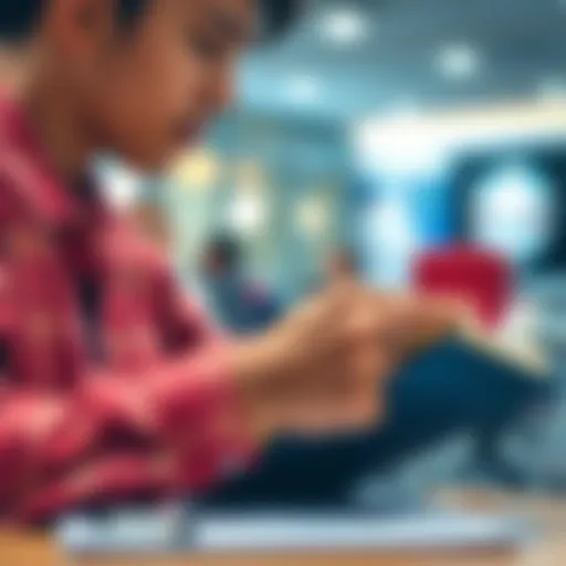 A focused person writing notes in a notebook while studying to improve scores.