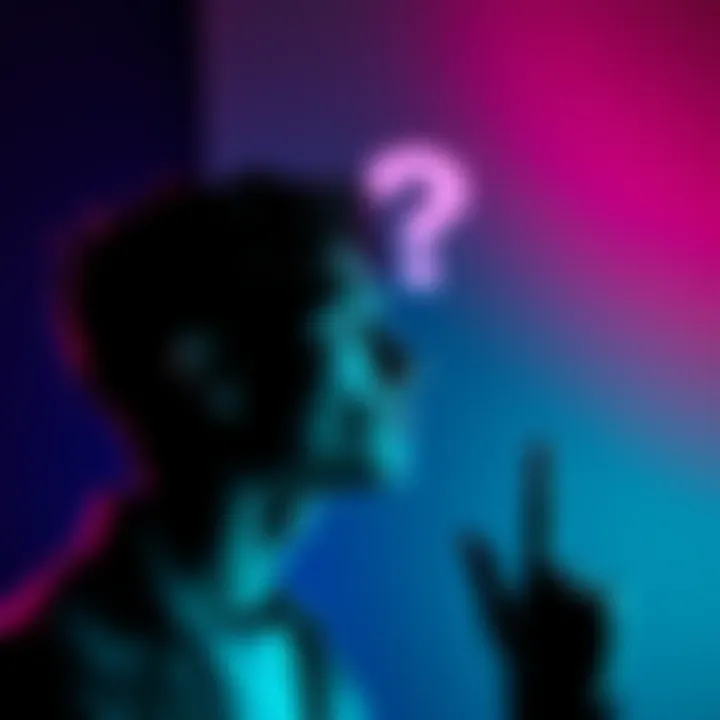 A person in a contemplative pose with a question mark above their head, representing curiosity about knowledge.