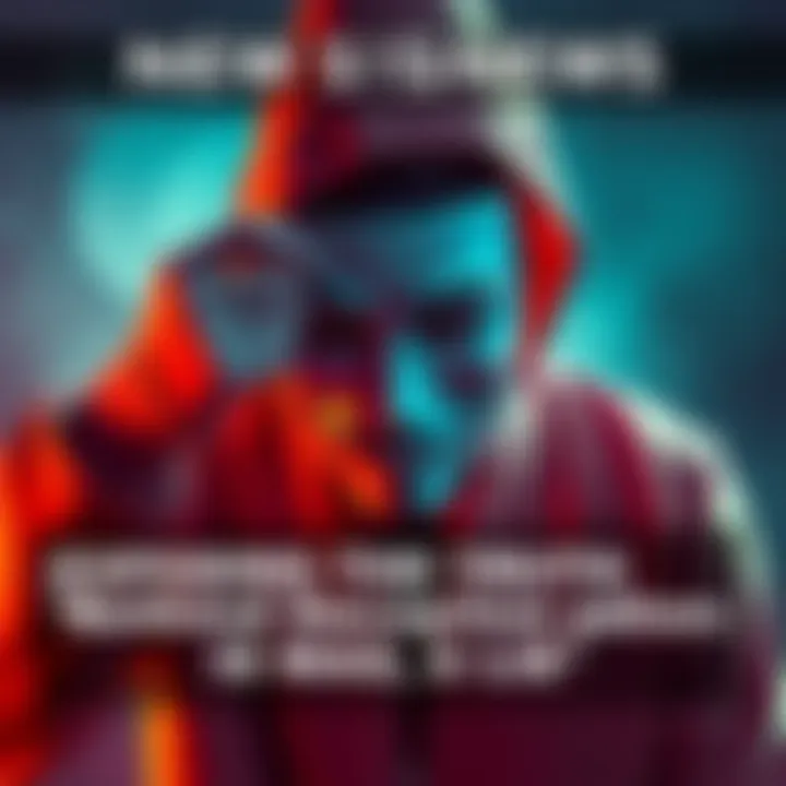 A person removing a mask from a hidden figure to reveal the truth