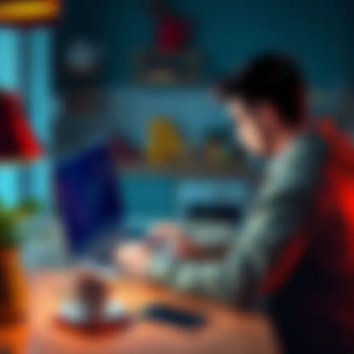 Person Using Bitcoin on a Computer A person accessing a Bitcoin wallet on a laptop while sitting at a kitchen table, with a cup of coffee nearby