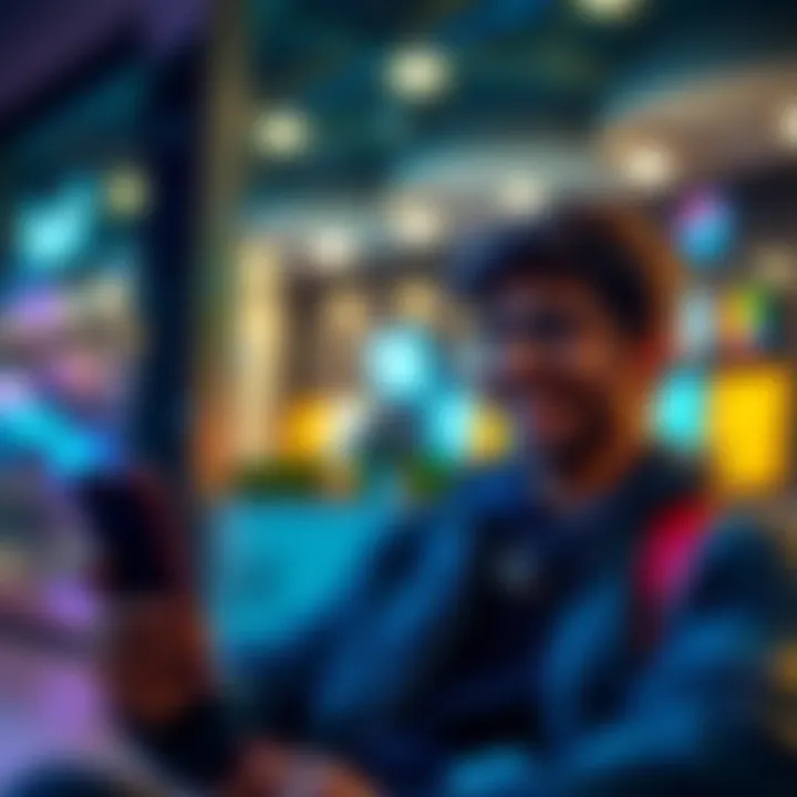 Individual happily using the Revolut app to transfer savings and earn 4% APR