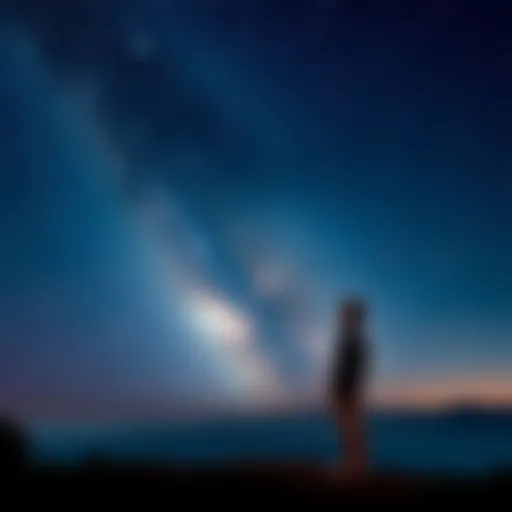 A person standing alone looking at a starry sky, symbolizing personal reflection and identity struggles