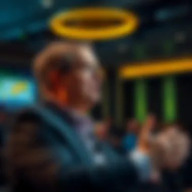 Peter Todd speaking at a conference about lifting Bitcoin's 21 million supply cap, with concerned audience in the background