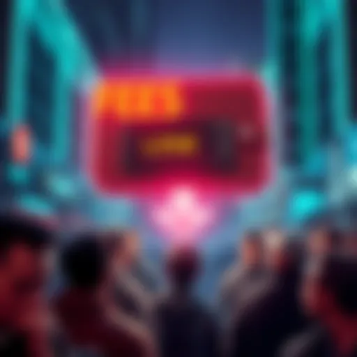 Phantom wallet displaying high fees with a downward arrow indicating loss, surrounded by frustrated users looking for alternatives.