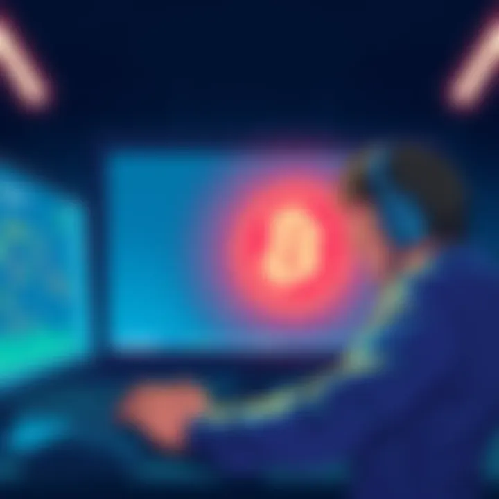 A digital illustration showing a shocked user looking at their Phantom Wallet on a computer screen, symbolizing the theft of Bitcoin.