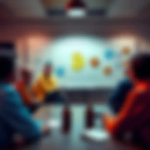 A group of experts debating the intrinsic value of Bitcoin, with a whiteboard featuring key points and Bitcoin graphics in the background.
