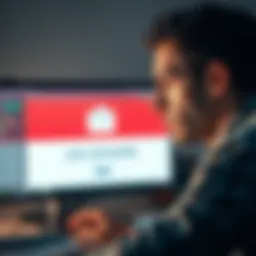 A man looking worried while staring at a computer screen displaying a phishing email, symbolizing lost life savings from a scam