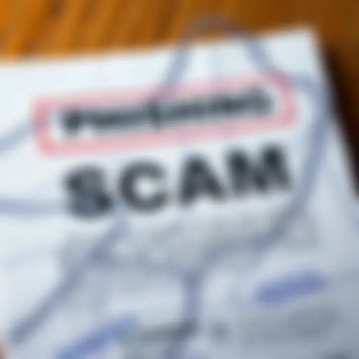 A close-up of a fraudulent letter warning about phishing scams, with highlighted text and a warning symbol