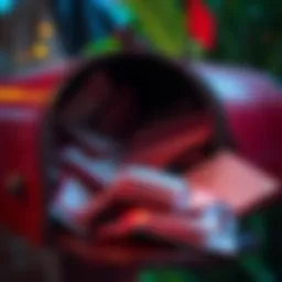 Phishing Scams in Mailbox A mailbox filled with suspicious letters and envelopes indicating phishing scams targeting people.