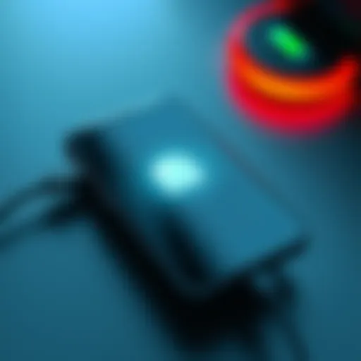 A smartphone connected to a charging cable showing a low battery warning on the screen