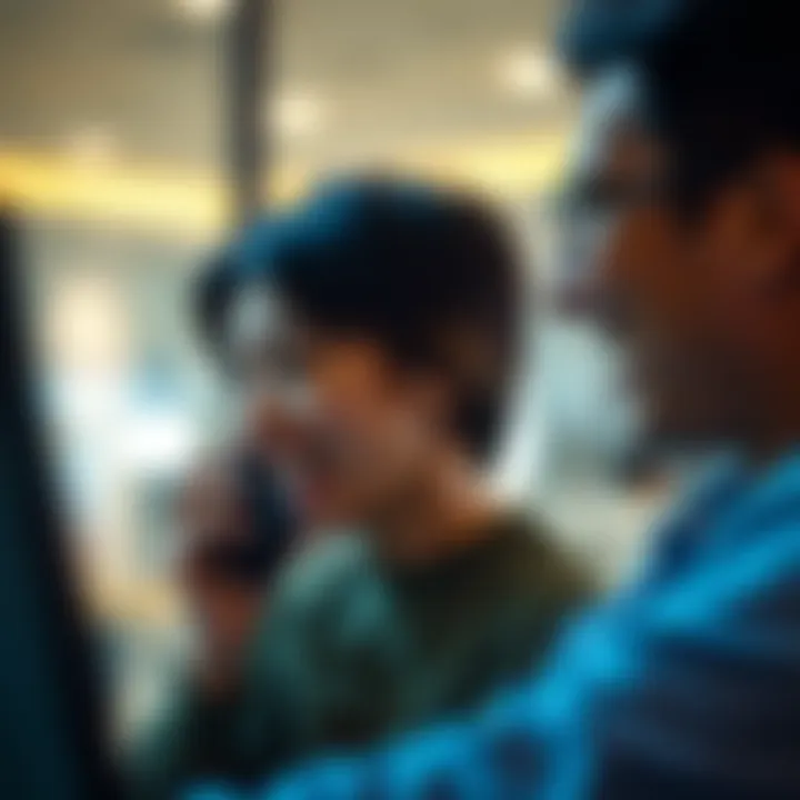 A close-up view of two individuals engaged in a phone call, one appears to be listening attentively while the other speaks animatedly, illustrating the essence of communication.
