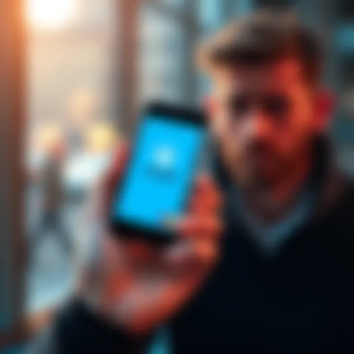 A hand holding a smartphone displaying the Revolut app while looking worried about theft