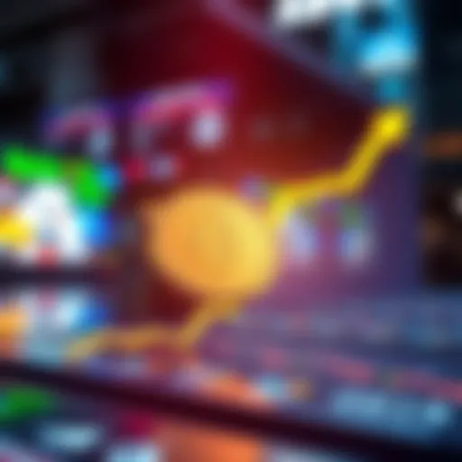 Graph showing an upward trend for Pi Coin with arrows indicating growth