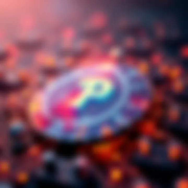 A graphic showing the Pi Network logo surrounded by digital elements representing its coin and decentralized KYC process.