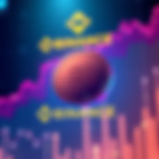 A visual representation of the PI token logo with Binance branding in the background, symbolizing potential price increases, with charts showing upward trends.