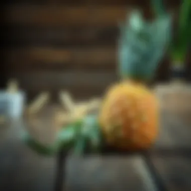 A fresh pineapple sitting on a rustic wooden table, symbolizing life lessons and resilience