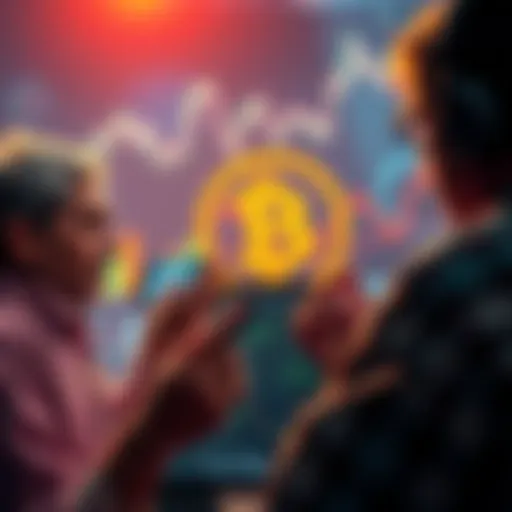 A seasoned pioneer sharing insights about Pi's future in cryptocurrency with charts and graphs in the background.