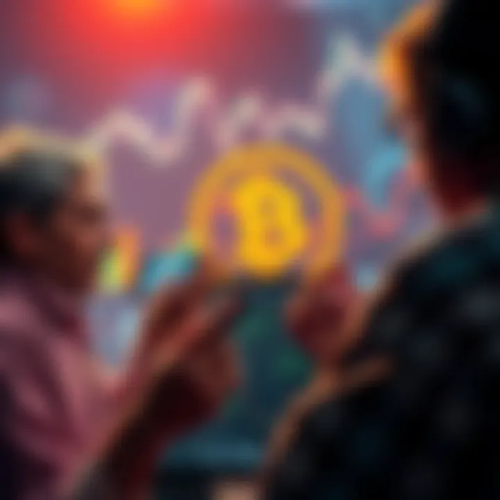 A seasoned pioneer sharing insights about Pi's future in cryptocurrency with charts and graphs in the background.