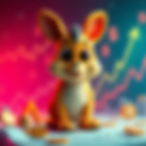 A depiction of Pippin Pepe, a character symbolizing a financial investment opportunity, with a background indicating rising market trends and finance symbols.