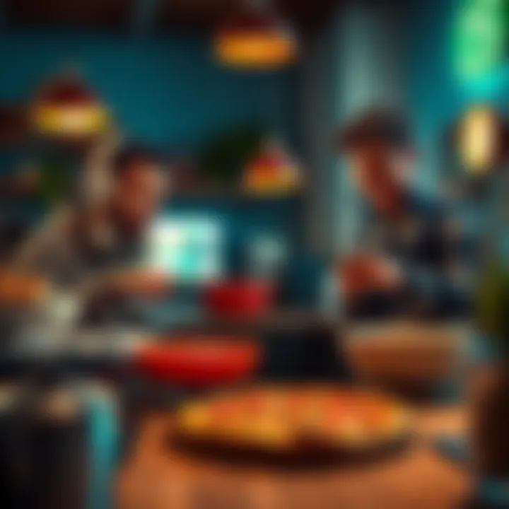 A pizza lover and a friend cooking together while gaming, sharing laughs and having a good time.