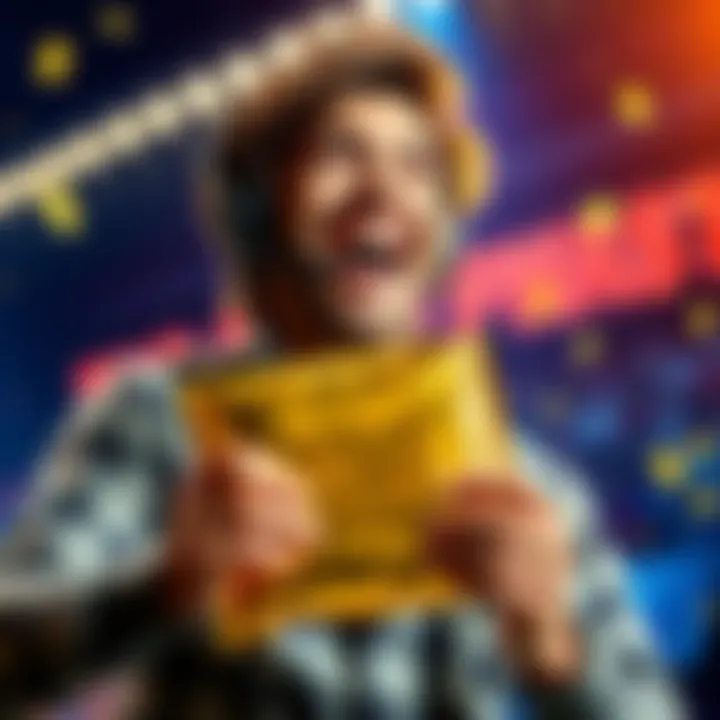 A joyful player holding a shiny gold pack while smiling, showcasing excitement about the contents inside