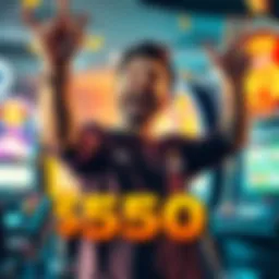 A happy player celebrating after winning $50 on a slot machine spin