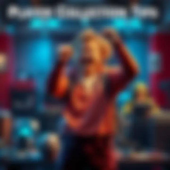 Player Collection Success Tips A person celebrating after completing a player collection with a checklist and gaming items around them.