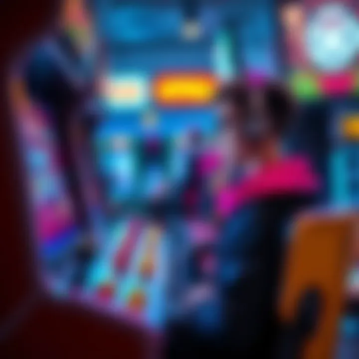 Player Resetting Game Offers A player sits at an arcade machine, looking surprised while checking new game offers after resetting their advertising ID.