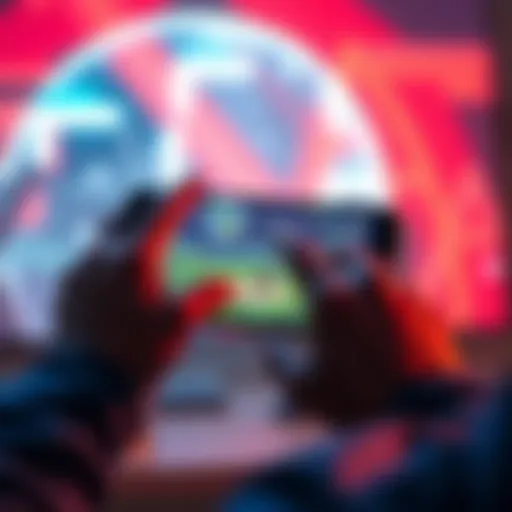 A person playing Atlas Earth, pressing the back button on their device to skip a temu advertisement, focused on the screen.
