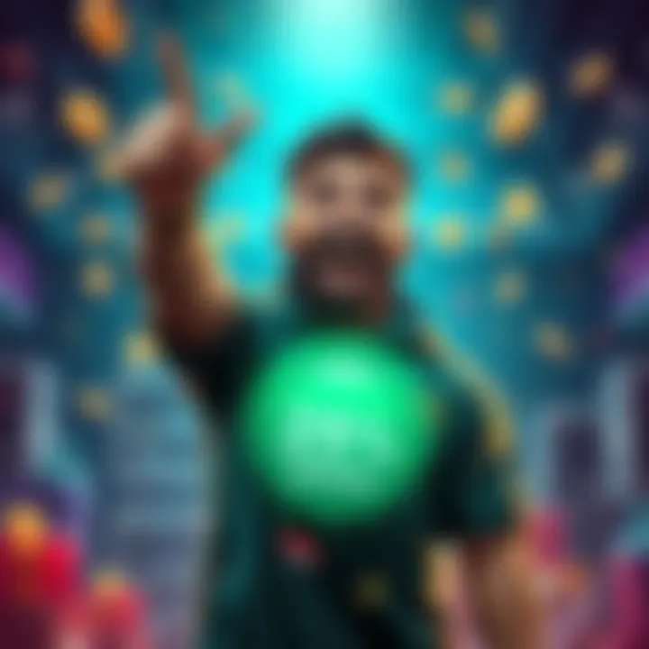 Player celebrating badge bonus A happy player holding a badge representing a 25% bonus, with a background showing parcels and currency symbols.